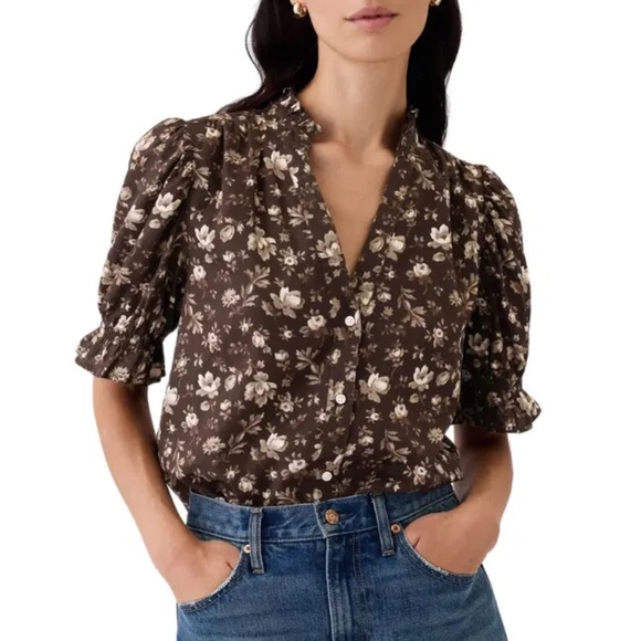GAP Floral Floral Puff-Sleeve Blouse - Picture 1 of 4